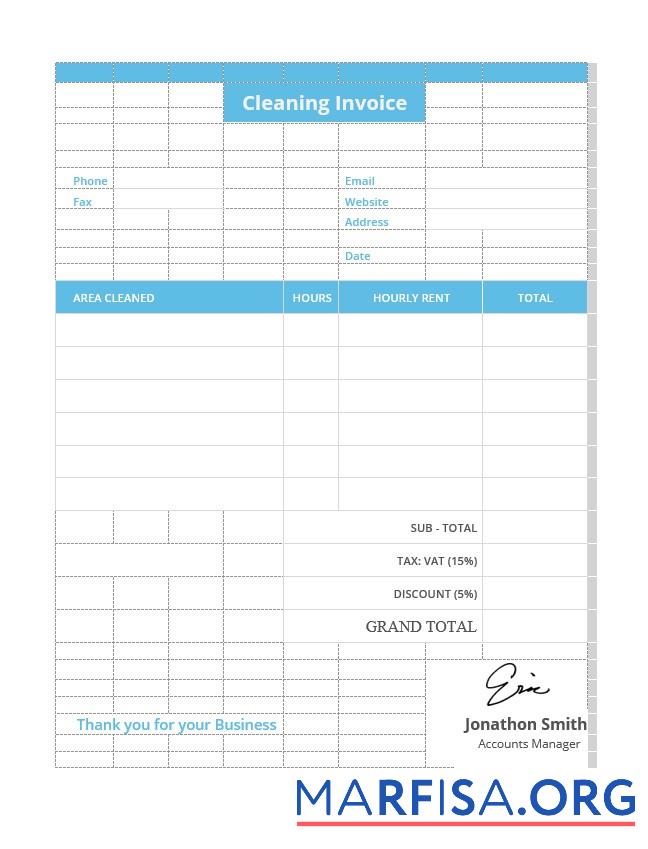 Realistic Sample Cleaning Invoice Template